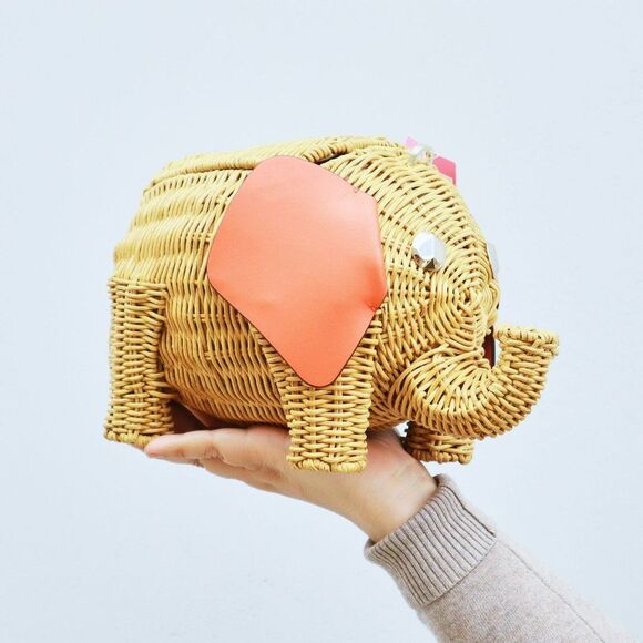 NEW Kate Spade Wicker Elephant Crossbody Bag Orange - Picture 1 of 10